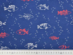 French Terry Fische, Marine Blau