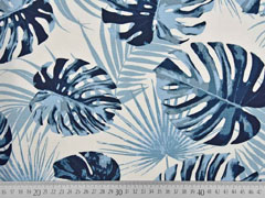 Canvas Palmbl�tter, rauchblau creme