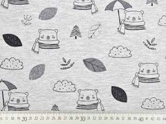 Jersey B�ren und Bl�tter, grau meliert