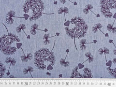 Softshell Stoff Pusteblumen, navy melange