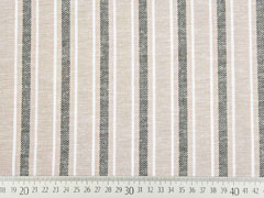 Baumwolle Leinen Streifen, schwarz wei� beige