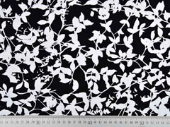 Viskosejersey Blattwerk Bl�tter Zweige, wei� schwarz