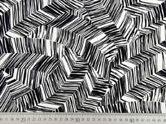 Viskosejersey grafisches Muster Striche, schwarz wei�