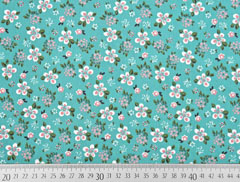 Baumwollstoff Blumen, petrol