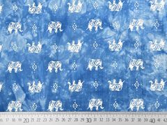 RESTST�CK 113 CM Viskose Batiklook Elefanten, wei� hellblau