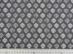 Baumwollstoff grafisches Muster Bl�tter, wei� dunkelgrau