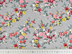 Sweat Blumenranken angeraut,  grau melange