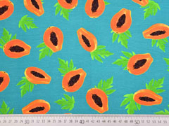 Jersey Digitaldruck Fr�chte Papayas, petrol