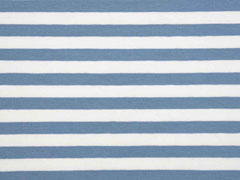 Jersey Streifen 1 cm garngef�rbt, jeansblau wei�