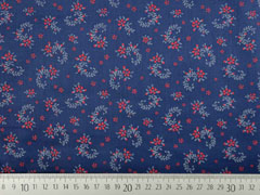 Baumwolle Dirndl Stoff Romantico Streubl�mchen, rot dunkelblau