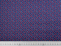 Baumwolle Dirndl Stoff Romantico Streublumen, rot dunkelblau
