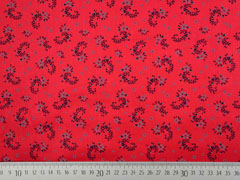 Baumwolle Dirndl Stoff Romantico Streublumen, dunkelblau rot