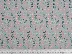 Baumwolle Zweige Blumen, grau