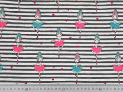 Jersey Streifen 5 mm Ballerinas, grau wei�