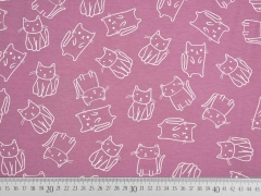 Jersey Katzen Doodle Cats, wei� dunkles altrosa