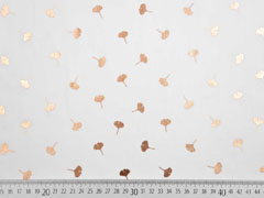 Baumwollstoff Gingkobl�tter Kupfer metallic, wei�
