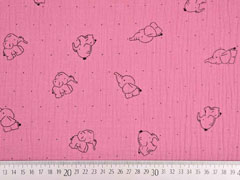 Musselin Elefanten P�nktchen, schwarz altrosa