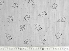Musselin Elefanten P�nktchen, schwarz hellgrau