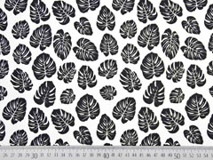 Baumwollstoff Monsterabl�tter, schwarz wei�