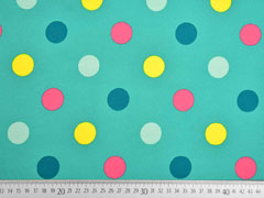 Softshell Stoff  Punkte, bunt aquamarin