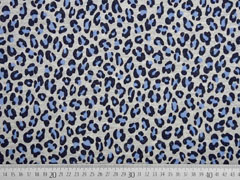 French Terry Sweat Leopardenmuster silber Glitzer, jeansblau grau melange