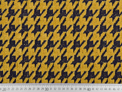 Strickstoff Chenille  Hahnentritt, schwarz ocker