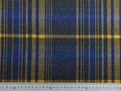 Jacquard Jersey gro�es Karo, mittelblau ocker dunkelgrau