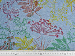 Alpenfleece Sweat bunte Bl�tter, jeansblau meliert