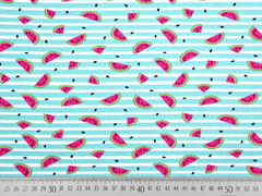 Jersey Melonen Streifen, wei� helles aquamarin