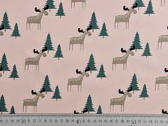 Baumwollstoff Elche Tannenb�ume, helles altrosa