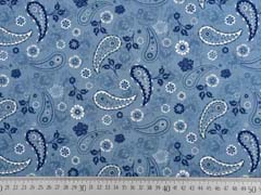 Baumwollstoff Paisley Blumen, jeansblau