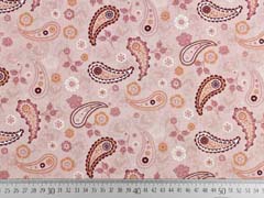 Baumwollstoff Paisley Blumen, altrosa