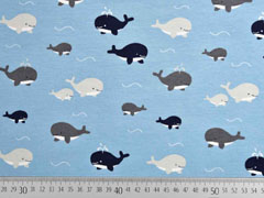 Jersey kleine Wale Wellen, grau wei� hellblau