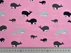 Jersey kleine Wale Wellen, grau wei� rosa