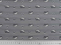 Jersey Streifen Igel Pilze, wei� grau