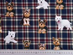 Jersey Digitaldruck Schottenkaro mit Hunden