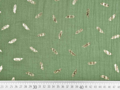 Musselin Double Gauze Federn  Kupfer metallic, khaki