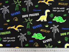 Sweatstoff French Terry Dinowelt Schriftz�ge, schwarz