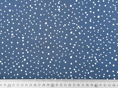 Baumwollstoff Drizzle Punkte, weiss jeansblau
