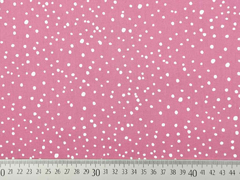 Baumwollstoff Drizzle Punkte, weiss altrosa