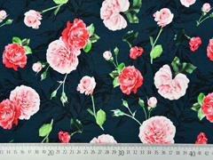 Jersey Pfingstrosen Digitaldruck, rosa dunkelblau