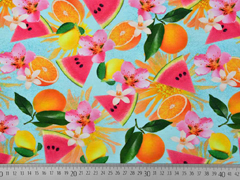 Jersey Melonen Orangen Digitaldruck, orange hellt�rkis