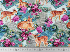 Jersey Rehe Rosen Zeitungsdruck Digitaldruck, braun mint