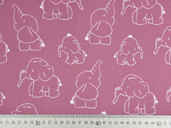 Softshell Stoff Elefanten,weiss altrosa