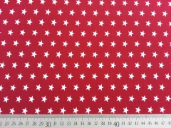 Jersey Sterne 1 cm, weiss auf dunkelrot (granat)