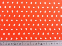 Jersey Sterne 1 cm, weiss auf orange