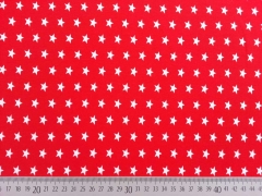 Jersey Sterne 1 cm, weiss auf rot