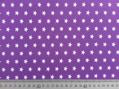 Jersey Sterne 1 cm, weiss auf lila