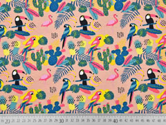 Jersey Aloha tropische V�gel und Bl�tter, apricot