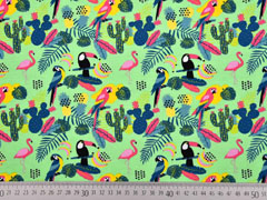 Jersey Aloha tropische V�gel und Bl�tter, hellgr�n